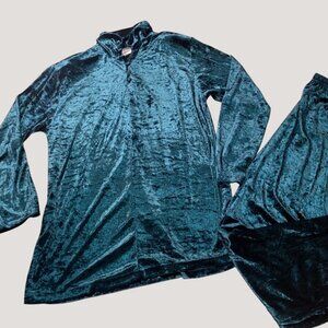 Lounge Set Vintage Willow Ridge USA Dark Green Hunter Velvet Costume 2 pcs